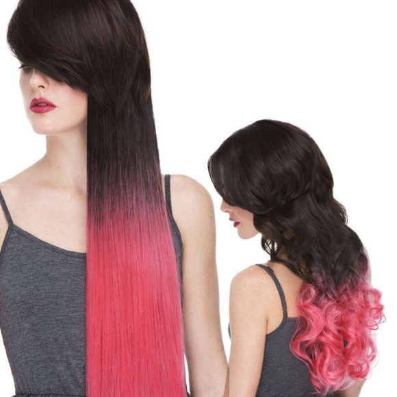 X2 packs! NEW Clip In Hair Extensions- Ombre- Party Colors- PINK & LT PURPLE main image 7